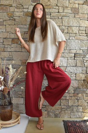 Santos Cushion Cotton Quirky Pant Sangria